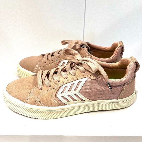 CARIUMA Catiba Pro Low Rose Suede and Canvas Ivory Logo Sneaker-Size US 9/EU 40 - Picture 1 of 8